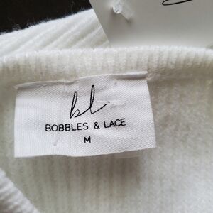 Copy Bobbles & Lace White Soft Crop Top Medium 104 Feminine Preppy